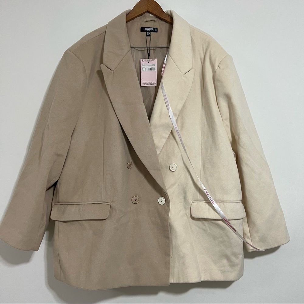 Missguided plus size camel spliced boyfriend fit blazer coat size 22 - Picture 5 of 8